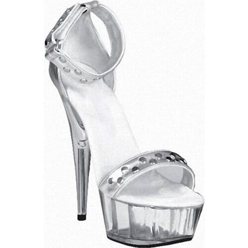 The 6-inch shoes, 15cm high heels, transparent soles, rivets and dancing shoes