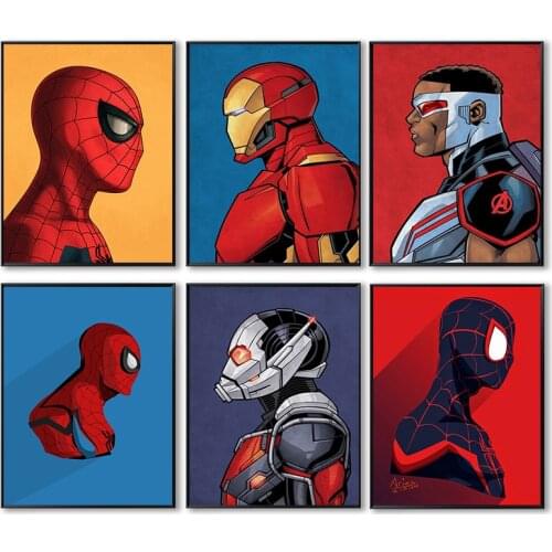 Watercolor Marvel Superhero Avengers Iron Man Canvas Painting Poster and Prints Wall Art Pictures for Living Room Home Decor