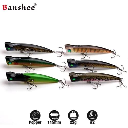 Banshee 6pcs/lot 115mm 22g VP03 Saltwater Big Top water Fishing Lure GT Tuna Top water Popper Hard Artificial Bait