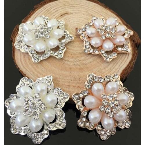 Free Shipping Wholesale 39mm 20pcs/lot Rhinestone Flatback Button For Hair Flower Wedding Invitation HAZH024