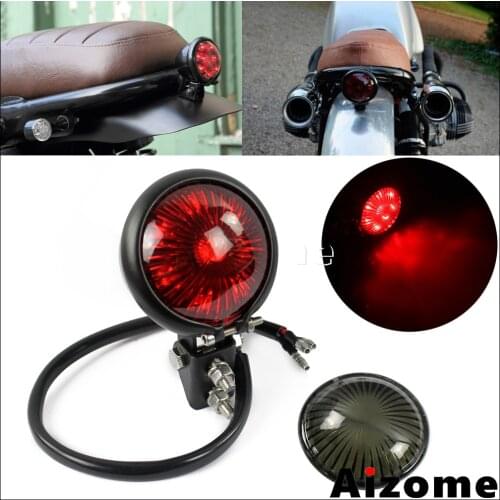 Cafe Racer LED Tail Light Black Motorcycle Brake Tail Light Motorbike Bobber Chopper Scrambler BATES Rear Stop Light