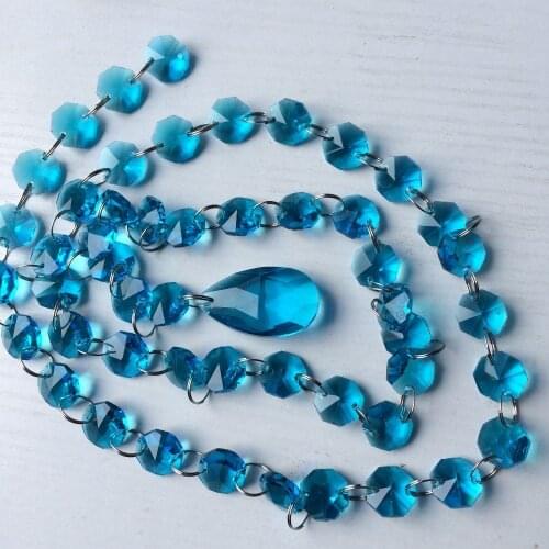 5M/lot 14mm Aqua octagon beads chain,CRYSTAL GLASS CURTAIN STRANDS,home/WINDOW/DOOR CURTAIN Wedding decoration, free shipping