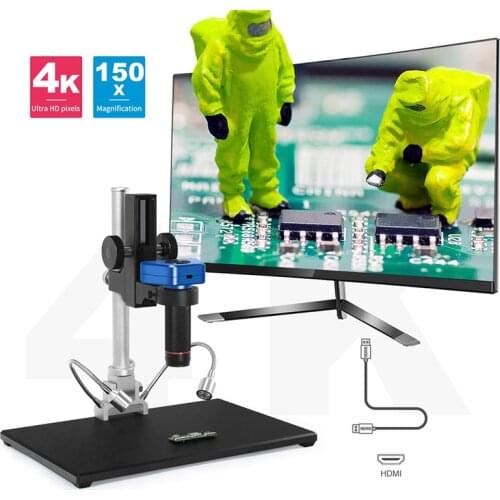 4K Ultra HD HDMI Digital Microscope 150X Video Camera Set For Phone PCB SMD CPU Soldering Watch Repair Printings USB Magnifier
