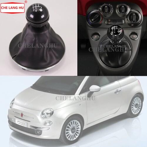 For Fiat 500 2007 2008 2009 2010 2011 2012 2013 2014 2015 Car-styling 5 Speed Gear Shift Stick Knob Level With Leather Boot