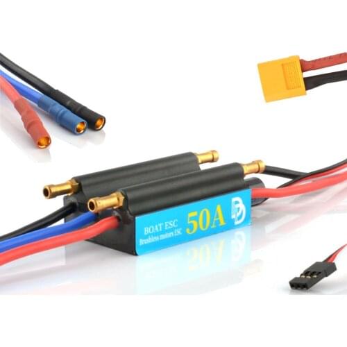 DD 50A Waterproof Brushless ESC Electronic Speed Controller with XT60 and 3.5mm Banana Head Connector for Model Ship RC Boat