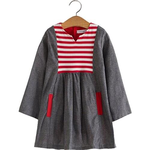 Cotton Dress For Girls Stripe Long Sleeve Kids Dresses Winter and Autumn Toddler Vestidos Patchwork Children Girls Clothes