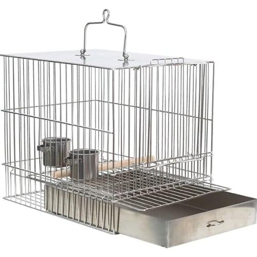 Stainless Steel Bird Cage Small Parrot Bathroom Breeding Houses Outdoor Bird Cage Travel Jaula Grande Feeding Supplies BS50BC
