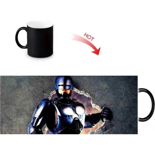 Robocop Heat Reactive Color Changing Coffee Mug Custom Ceramic Tea Milk Water Cups 350ml DIY magic Mugs Novelty Gift