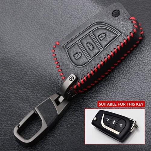 3 Buttons Leather Car Key Cover Case For Toyota Auris Corolla Avensis Verso Yaris Aygo Scion TC IM 2015 2016 Camry RAV4