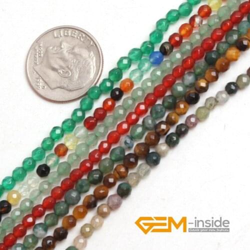 3mm Round Faceted Stone Beads Small Tiny Beads For Jewelry Making Strand 15 inch Indian agates Rose quartzs Tiger eye