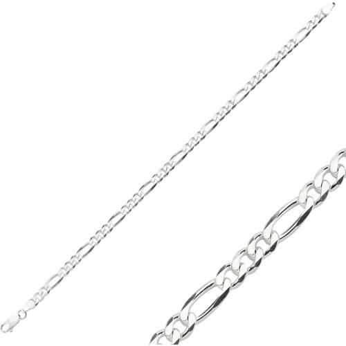 KUTAYDAN 925 Sterling Silver 120 Micron Figaro Chain Bracelet
