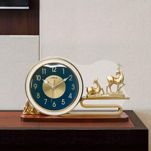 Lisheng Light Luxury Clock Mute Living Room Neo Chinese Style Ornaments Large