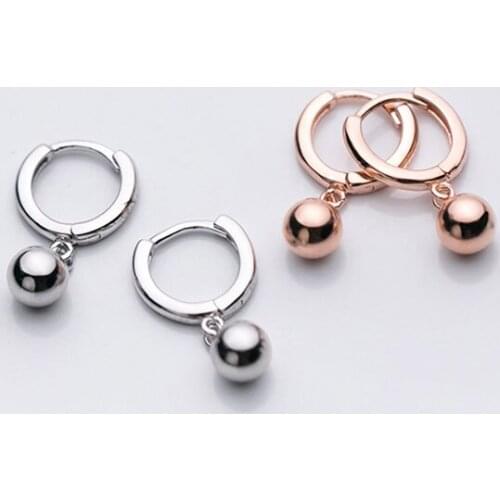 Small Hoop Earrings 925 Sterling Silver Round Ball Earrings Circle Pendant Huggie Korean Jewelry Women Hoops Birthday Girl Gifts
