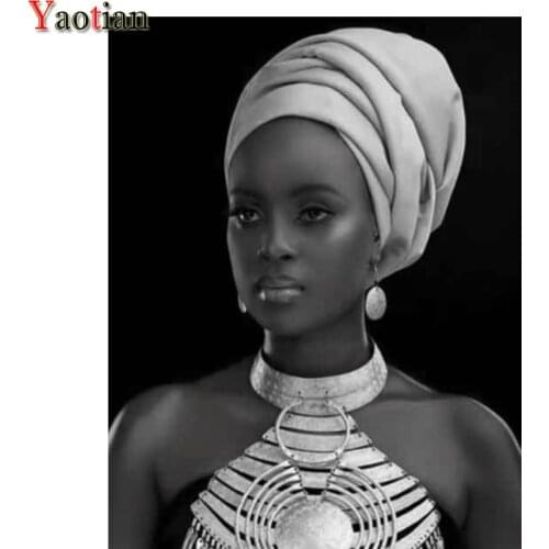 Sexy African Art Full Square Drill Diamond Painting Diamond Embroidery Mosaic Black And White Woman Cross Stitch Kits Home Decor