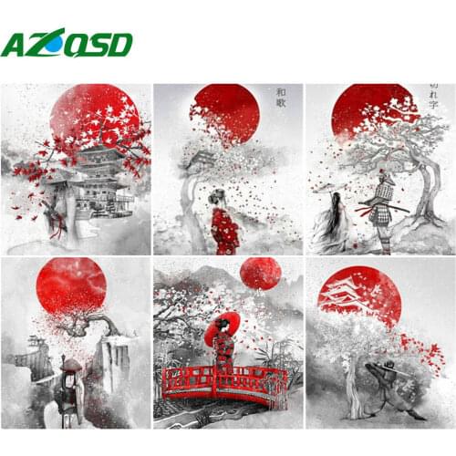 AZQSD Painting By Numbers Japanese Samurai Handpainted Modern Wall Art Paint By Number Women Kits Handmade Unique Gifts