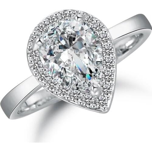 New Arrival 14K Gold / White Gold / Rose Gold Filled Halo Pear Cut AAA Cubic Zirconia Wedding Engagement Ring Adjustable Size