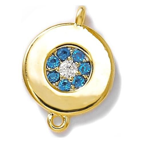 Factory wholesale Gold Color Brass and Zircon Round Charms Pendants Necklace and Bracelet Earring Diy Jewelry Accessories