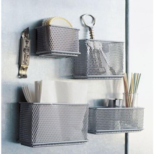 Durable Refrigerator Wire Mesh Magnetic Basket Storage Box Pen Makeup Organizer qyh