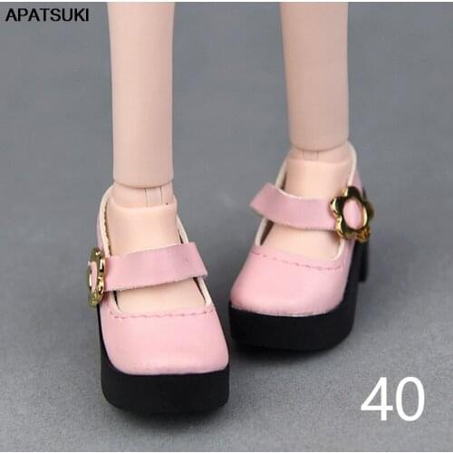 Pink Leather Fashion Casual Shoes For 1/4 BJD Doll 6*2.5cm Shoes For 1:4 XinYi Doll High-heel Shoes Dolls Accessories Toys