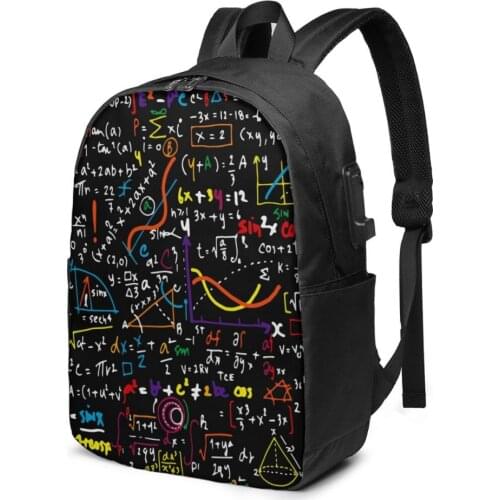 2021 Laptop USB Backpack Math Linear Mathematics Education Circle School Bag Bookbag Men Women Travel Daypack Leisure Backpack