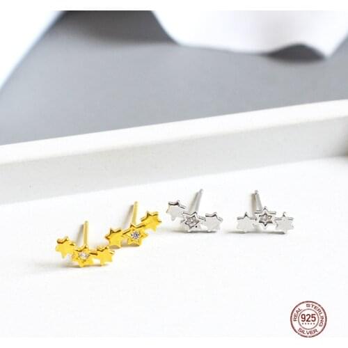 LKO New Arrive Sweet Stars Real 100% 925 Sterling Silver Studs Earrings for Fashion Women S925 Jewelry Accessories