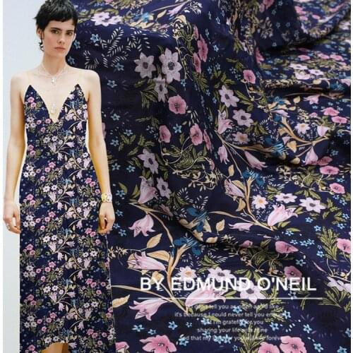 114CM*100CM Custom-made summer small floral silk crepe de chine fabric silk fabric crepe de chine dress shirt silk fabric
