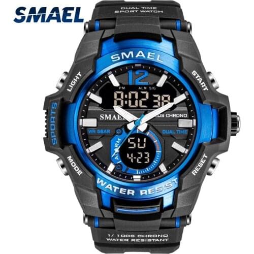 SMAEL Electronic Mens watches, LED Luminous Display, Waterproof, Automatic Date Update, Stopwatch Timer, Alarm Clock