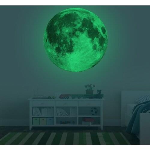 30cm 3D Luminous Moon Wall Sticker Childrens Room Bedroom Living Room Background Decoration Home Decal Luminous Wall Sticker