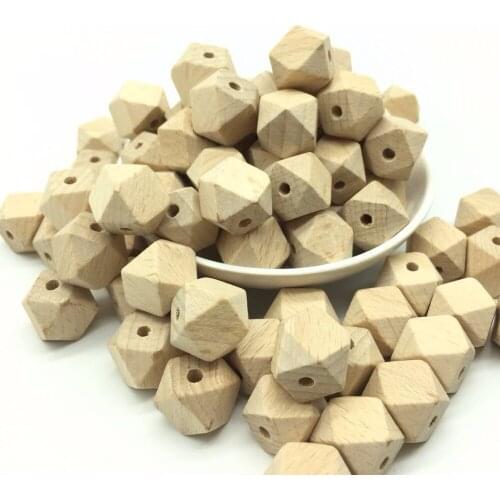 Teeny Teeth 40 PCS BEECH Wood Hexagon 20 MM Teething Beads,Wood Hexagon Beads,Natural Unfinished Wood Teething Hexagon Beads