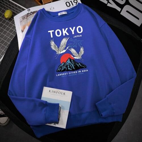 Tokyo Nagasaki Kyoto Crane Mountain Prints Mens Sweatshirt simple Autumn Hooded Street Fit Hoodies Hipster big size Clothes