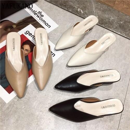 2020 New Summer Slippers Slip On 5 CM Square heel Shoes High heels Women Pumps Slides Sandals