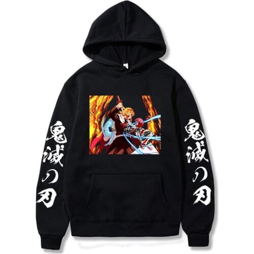 Demon Slayer Anime Hoodies Harajuku Kyoujurou Rengoku Akaza Cartoon Streetwear Oversized Winter Women Long Sleeve Sweatshirts