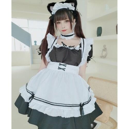 Women Maid Outfit Anime Dress Black and White Apron Dress Lolita Dresses student Cafe Costume Горничная Mucama Cosplay Costume