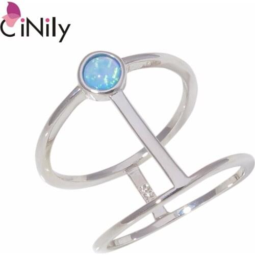 CiNily Created Blue Fire Opal Wholesale 2018 NEW Style Jewelry for Women Birthday Engagement Gift Ring Size 6-8 OJ9372