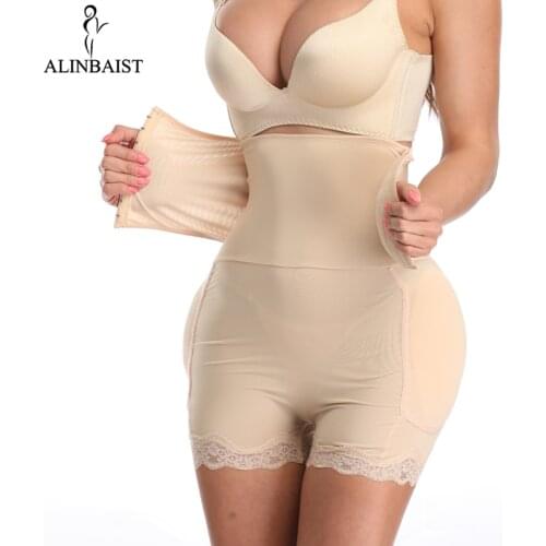 Women Underwear Body Shaper Butt Lifter Fajas Colombianas Tummy Tucker Shaper Hip Enhancer 4 Sponges Bodysuit Lingerie Plus Size