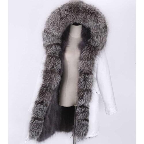 Women Real Fur Coat Winter Waterproof Parka Thick Streetwear Outwear Raccoon Jacket Fox Fur Liner Warm Fur Collar Natural Hooded