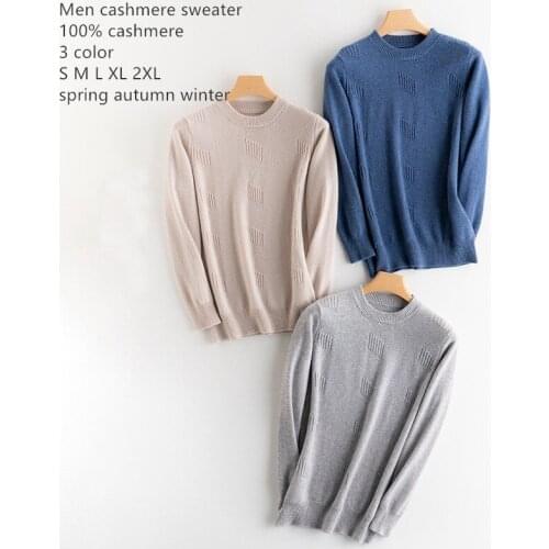 Naizaiga 100% cashmere O-neck thick Men solid beige gray blue deep gray winter pullovers Sweater bottoming shirt , NSBL42