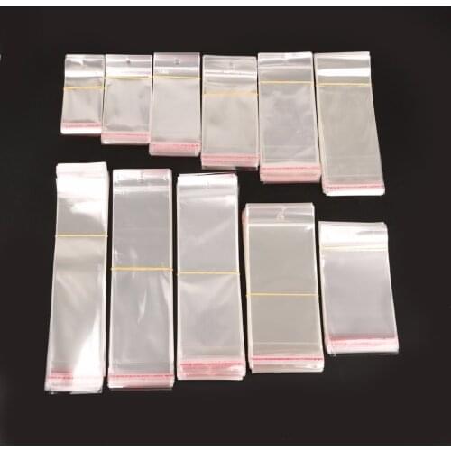 100Pcs/ Lot Clear Self Adhesive Seal Plastic Bag Pouch Party OPP Packing Storage Bags Hang Hole