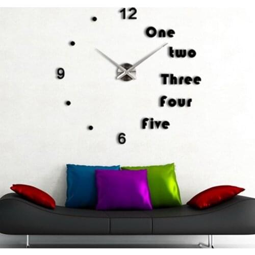 3D DIY Large Wall Clock Modern Wall Art Home Decor Luxury Interior Design English Letters Frameless Wall Watch Clock 2019 New
