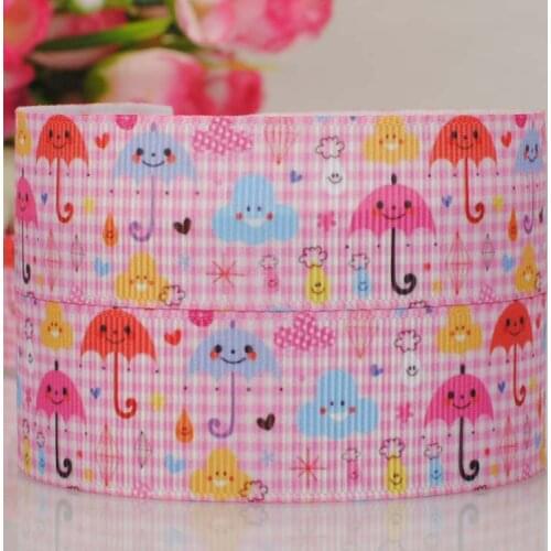 50 yards 1 " 25 mm smile pink umbrella pattern print grosgrain tape ribbons with top quality free shipping