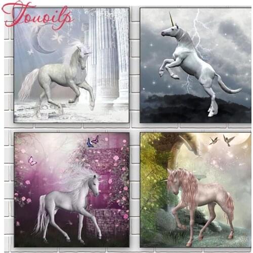 Touoilp Full square&Round Drill 5D DIY Love flower Diamond Painting"unicorn"Cross Stitch 5D Embroidered diamond Home Decor Gift