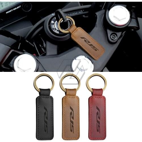 For Yamaha YZF-R15 R15 Motorbike Key Motorcycle Keychain Cowhide Key Ring