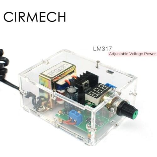 CIRMECH LM317 Adjustable DC Power Supply Moudle DIY Kit Electronic Production Supply DIY Suite with Acrylic Shell Transformer
