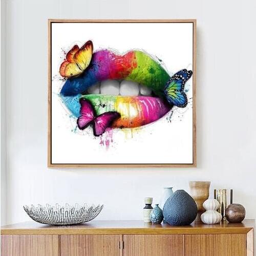 Diy Diamond Painting Lip Full Square 5D Diamond Mosaic Butterfly Diamond Embroidery Cross Stitch Wall Sticker Christmas
