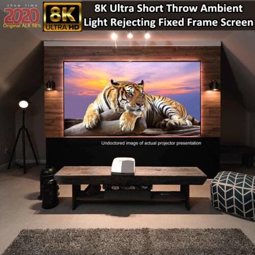 UST80F 80'' Diagonal 16:9 Ambient Light Rejecting Fixed Frame Projection Projector Screen for Ultra short throw projectors
