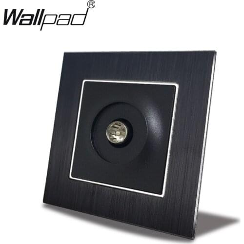 EU Television Socket Wallpad 110V-240V AC Black Metal Aluminium Chrome Plate TV Television Wall Outlet with Claws