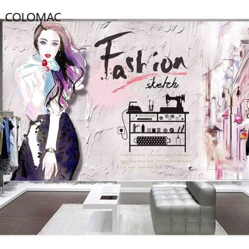 Colomac Custom Womens Clothing Store Background Wallpaper European and American Style Retro Decoration Mural Drop Shopping