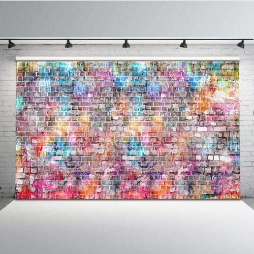 Mehofoto Graffiti Brick Wall Photo Booth Backdrops Vinyl Seamless Fabric Photography Background Booth Studio F-1589