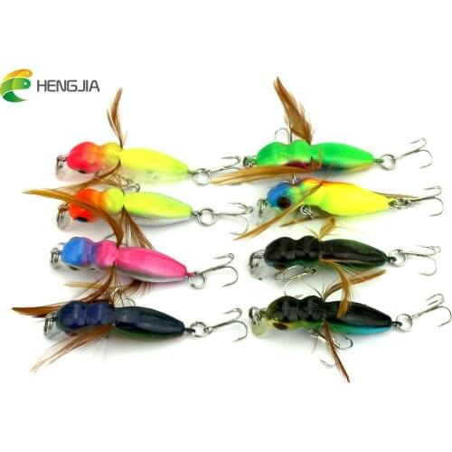 HENGJIA 5PCS 4.5cm 3.4g Hard Plastic Diving Cicada Insect Sea Fishing Tackle Flying Fishing Lures Jig Wobbler Grasshopper