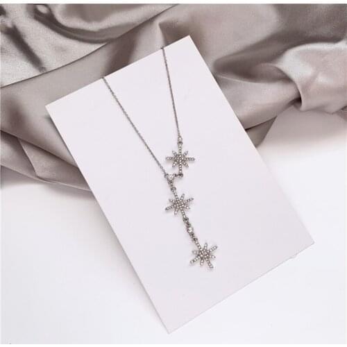 Korean Fashion Exquisite Solid Color Rhinestones Inlaid Metal Stars Pendent Necklace for Women Men Girls Kid Collar Jewelry Gift